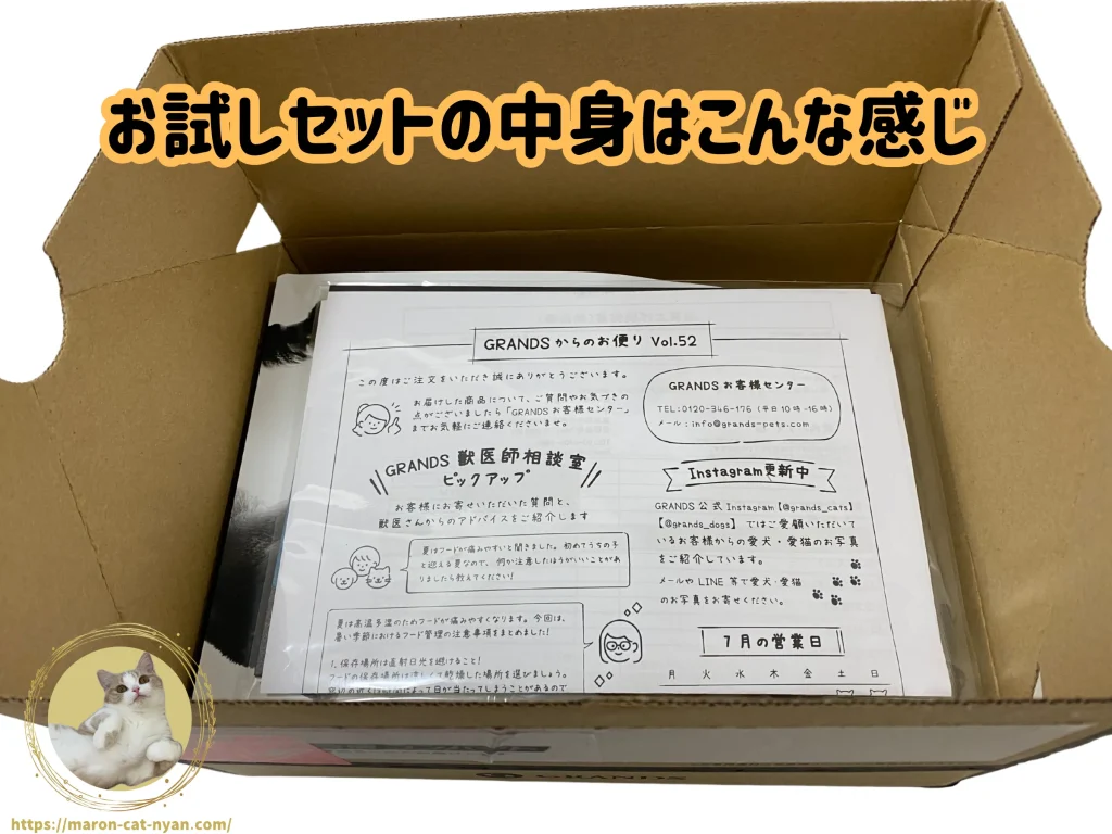 グランツキャットフードお試しセットの中身
