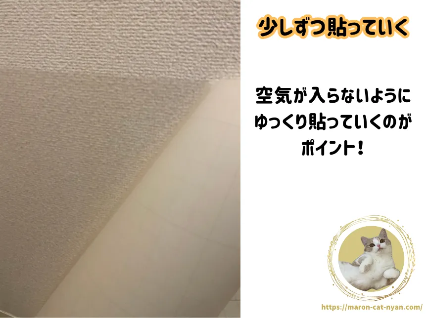 猫の爪とぎ防止シートを少しずつ貼っていく